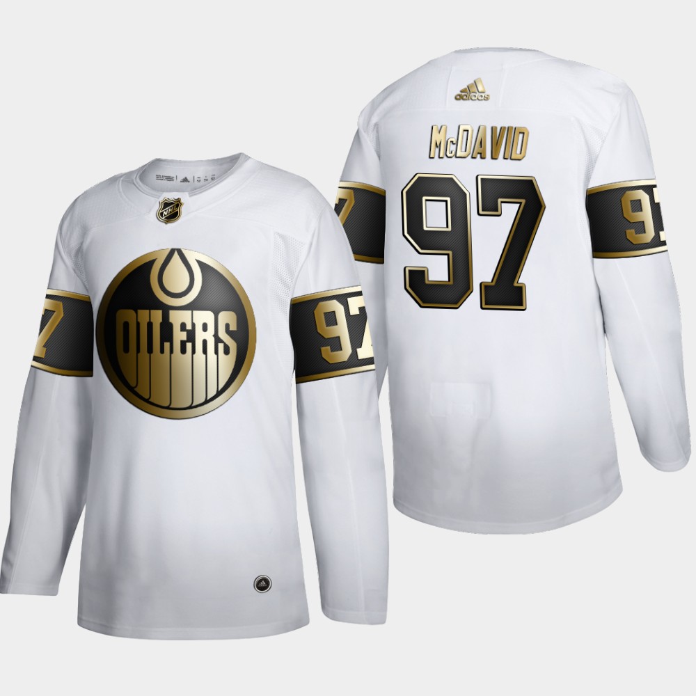 Edmonton Oilers #97 Connor McDavid Men's Adidas White Golden Edition Limited Stitched NHL Jersey