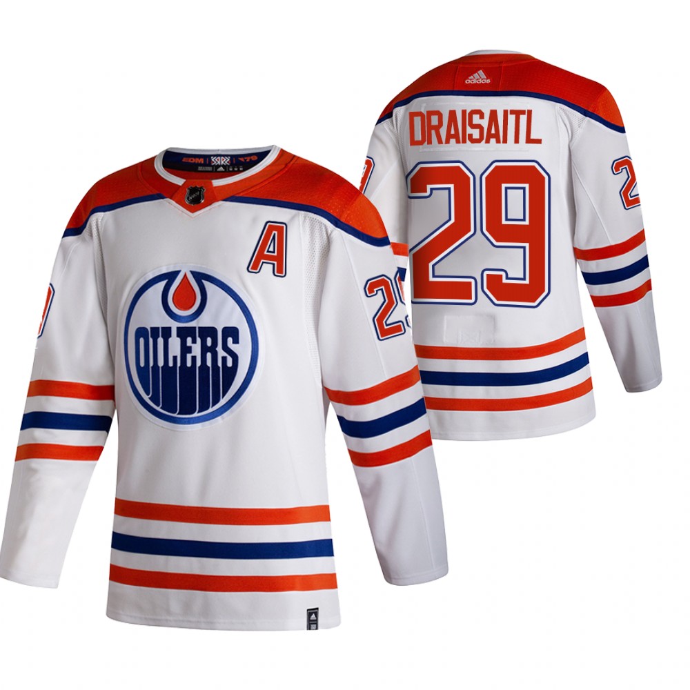 Edmonton Oilers #29 Leon Draisaitl White Men's Adidas 2020-21 Reverse Retro Alternate NHL Jersey