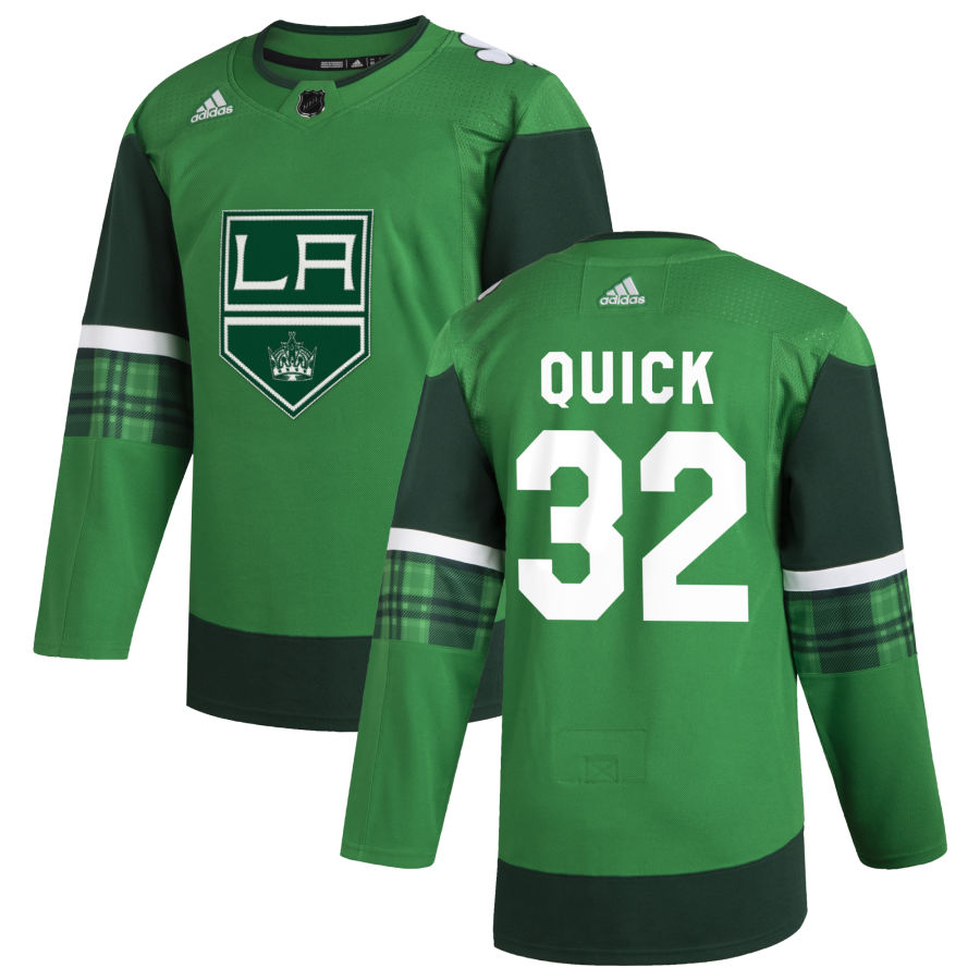 Los Angeles Kings #32 Jonathan Quick Men's Adidas 2020 St. Patrick's Day Stitched NHL Jersey Green