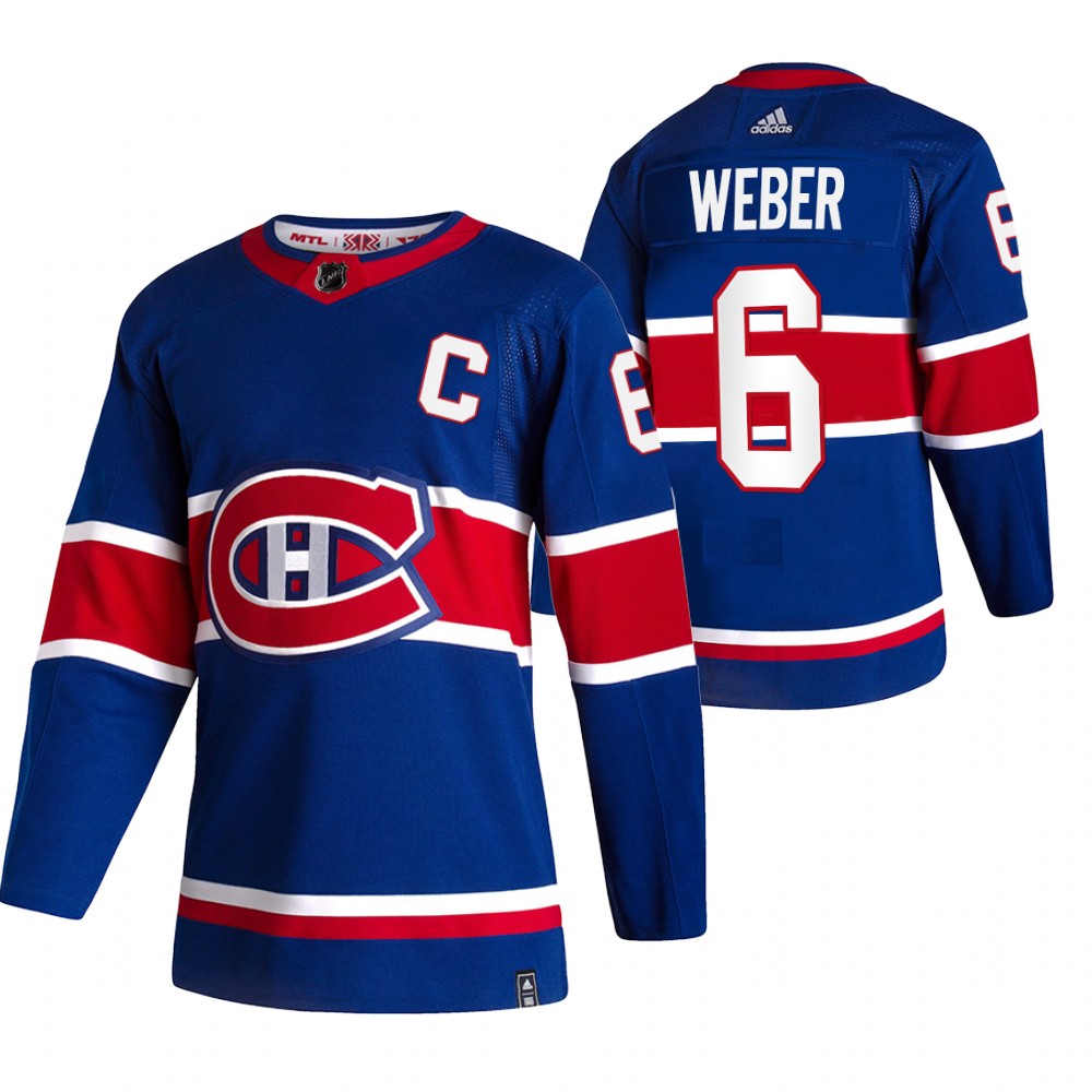Montreal Canadiens #6 Shea Weber Blue Men's Adidas 2020-21 Reverse Retro Alternate NHL Jersey