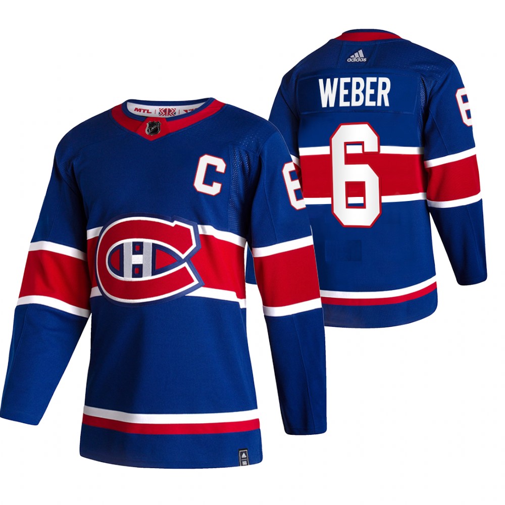 Montreal Canadiens #6 Shea Weber Blue Men's Adidas 2020-21 Reverse Retro Alternate NHL Jersey Montreal Canadiens #6 Shea Weber Blue Men's Adidas 2020-21 Reverse Retro Alternate NHL Jersey