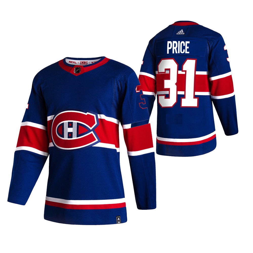 Montreal Canadiens #31 Carey Price Blue Men's Adidas 2020-21 Reverse Retro Alternate NHL Jersey