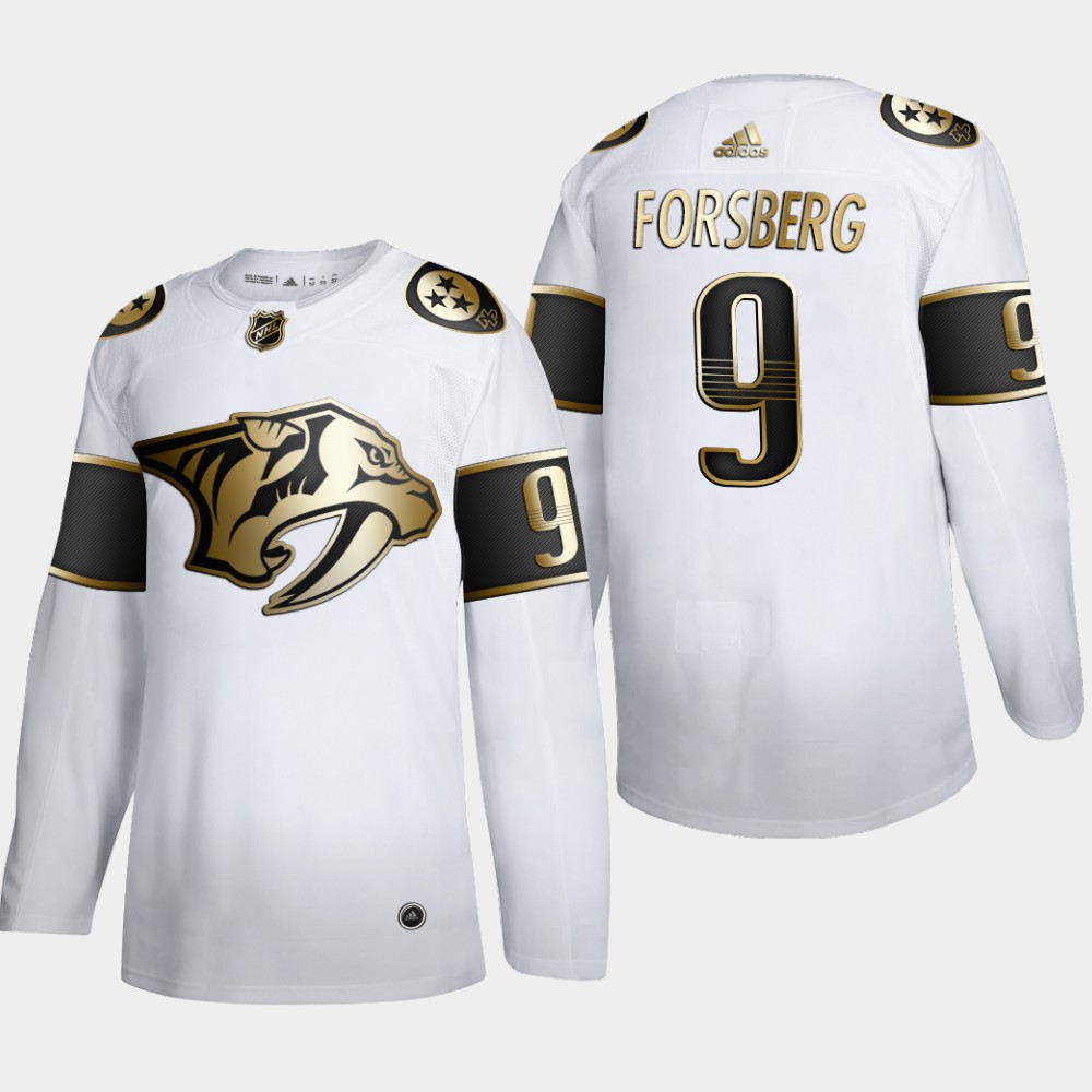 Nashville Predators #9 Filip Forsberg Men's Adidas White Golden Edition Limited Stitched NHL Jersey