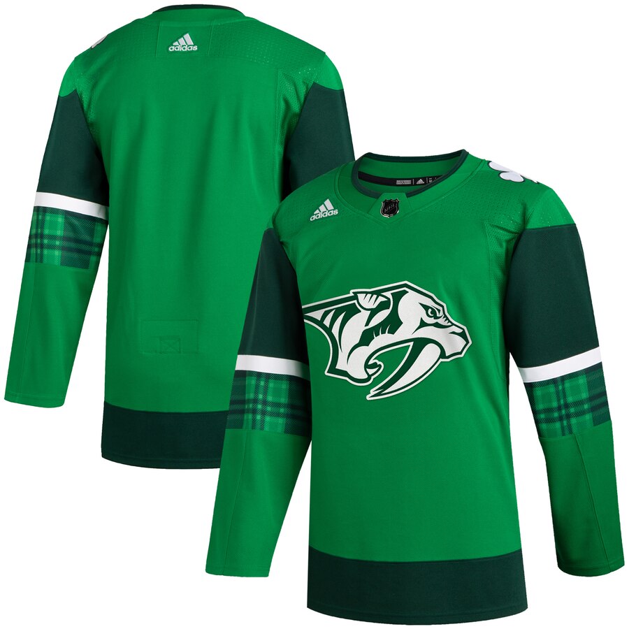 Nashville Predators Blank Men's Adidas 2020 St. Patrick's Day Stitched NHL Jersey Green