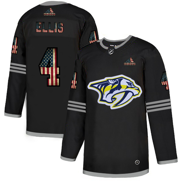 Nashville Predators #4 Ryan Ellis Adidas Men's Black USA Flag Limited NHL Jersey
