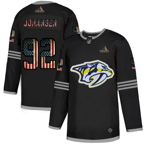 Nashville Predators #92 Ryan Johansen Adidas Men's Black USA Flag Limited NHL Jersey