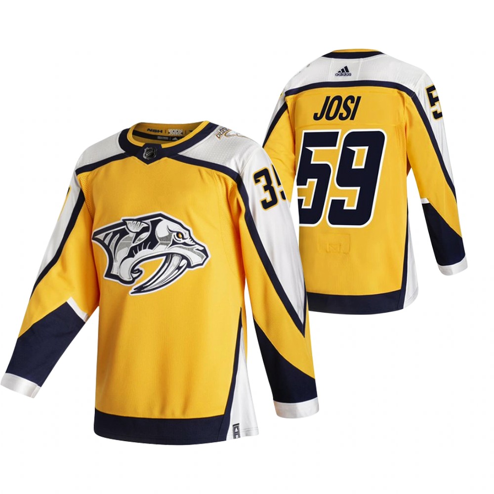 Nashville Predators #59 Roman Josi Yellow Men's Adidas 2020-21 Alternate Authentic Player NHL Jersey