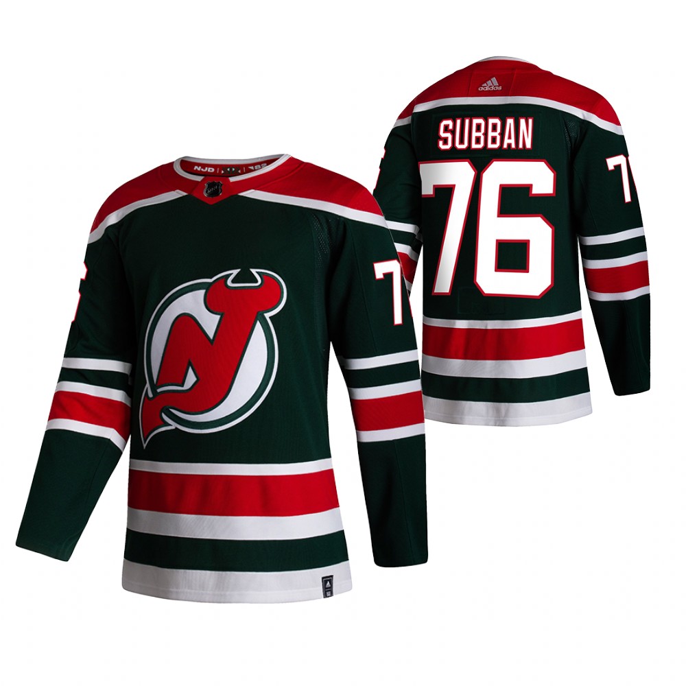 New Jersey Devils #76 P.K. Subban Green Men's Adidas 2020-21 Reverse Retro Alternate NHL Jersey New Jersey Devils #76 P.K. Subban Green Men's Adidas 2020-21 Reverse Retro Alternate NHL Jersey