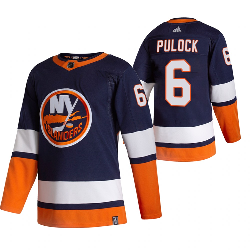 New York Islanders #6 Ryan Pulock Navy Blue Men's Adidas 2020-21 Reverse Retro Alternate NHL Jersey
