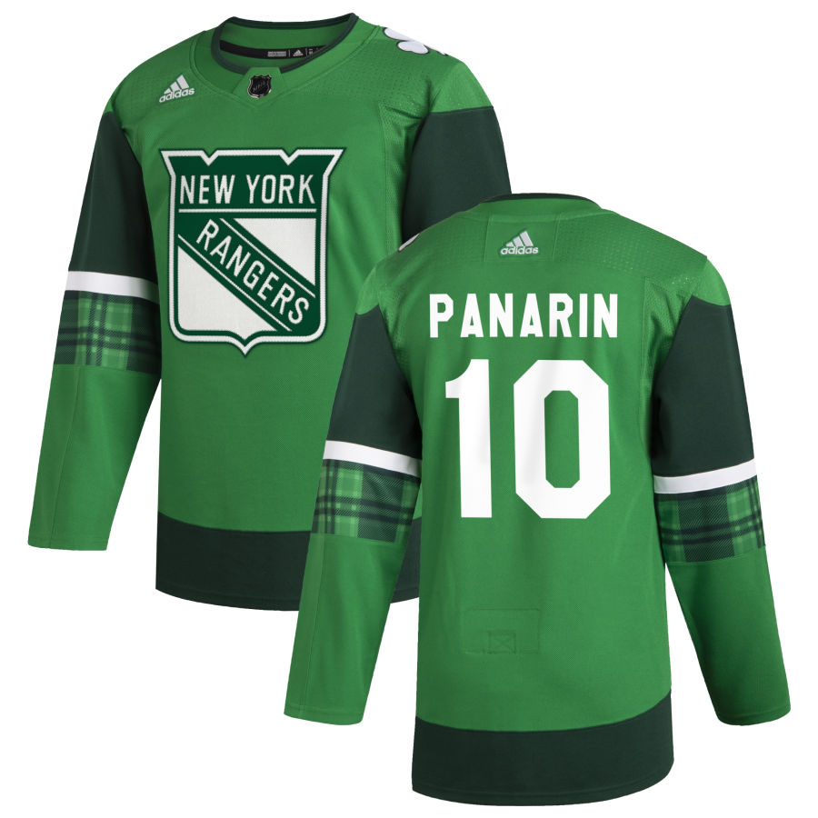 New York Rangers #10 Artemi Panarin Men's Adidas 2020 St. Patrick's Day Stitched NHL Jersey Green