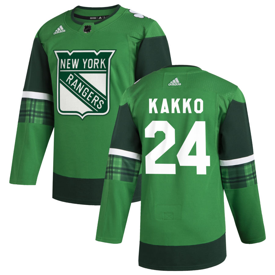 New York Rangers #24 Kaapo Kakko Men's Adidas 2020 St. Patrick's Day Stitched NHL Jersey Green
