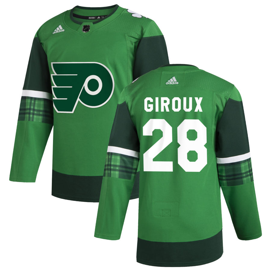 Philadelphia Flyers #28 Claude Giroux Men's Adidas 2020 St. Patrick's Day Stitched NHL Jersey Green