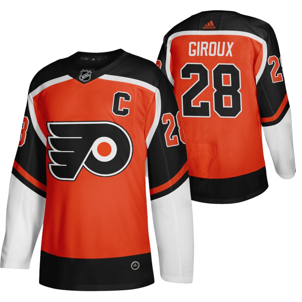 Philadelphia Flyers #28 Claude Giroux Orange Men's Adidas 2020-21 Reverse Retro Alternate NHL Jersey