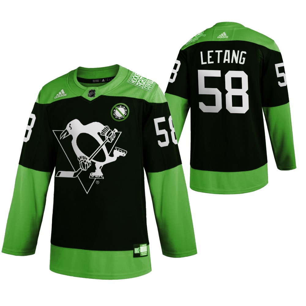 Pittsburgh Penguins #58 Kris Letang Men's Adidas Green Hockey Fight nCoV Limited NHL Jersey