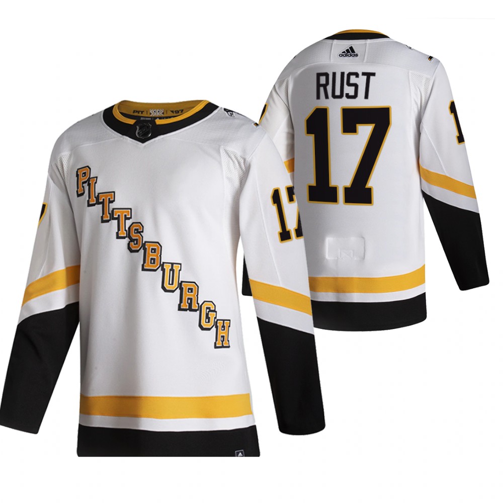 Pittsburgh Penguins #17 Bryan Rust White Men's Adidas 2020-21 Reverse Retro Alternate NHL Jersey