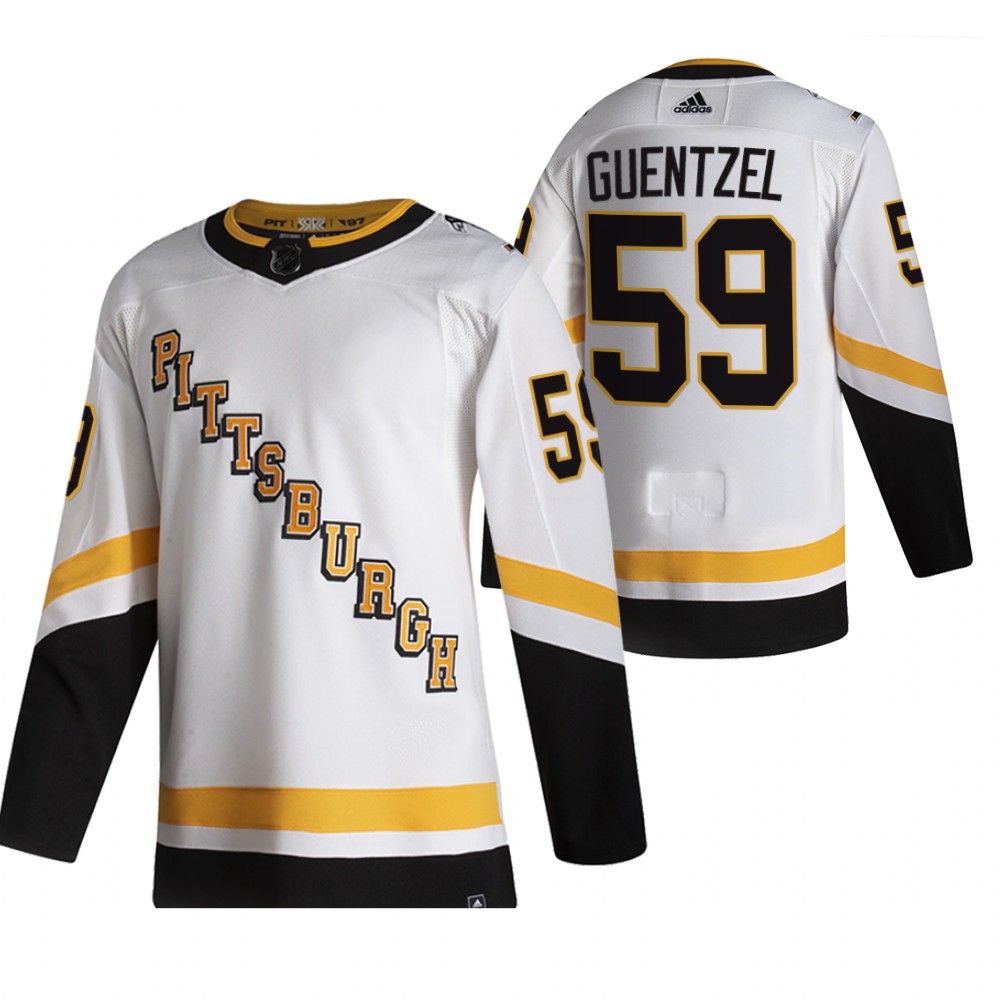 Pittsburgh Penguins #59 Jake Guentzel White Men's Adidas 2020-21 Alternate Authentic Player NHL Jersey