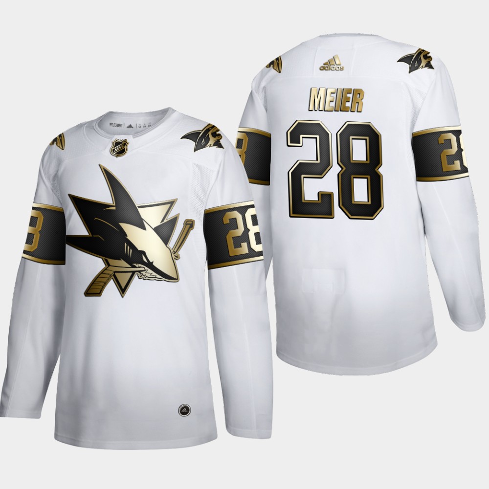 San Jose Sharks #28 Timo Meier Men's Adidas White Golden Edition Limited Stitched NHL Jersey