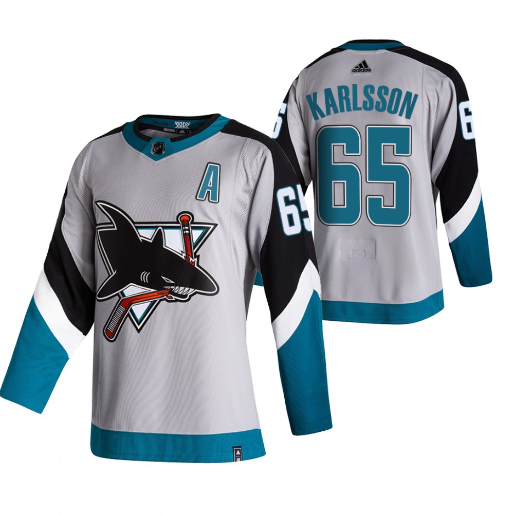 San Jose Sharks #65 Erik Karlsson Grey Men's Adidas 2020-21 Reverse Retro Alternate NHL Jersey San Jose Sharks #65 Erik Karlsson Grey Men's Adidas 2020-21 Reverse Retro Alternate NHL Jersey