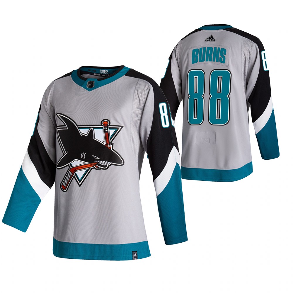 San Jose Sharks #88 Brent Burns Grey Men's Adidas 2020-21 Reverse Retro Alternate NHL Jersey San Jose Sharks #88 Brent Burns Grey Men's Adidas 2020-21 Reverse Retro Alternate NHL Jersey