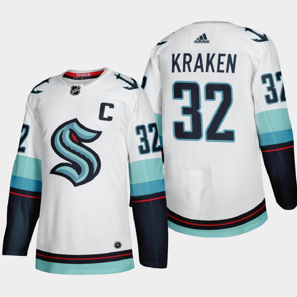 Seattle Kraken #32 Kraken Men's Adidas 2021-22 White Away Authentic Stitched NHL Jersey