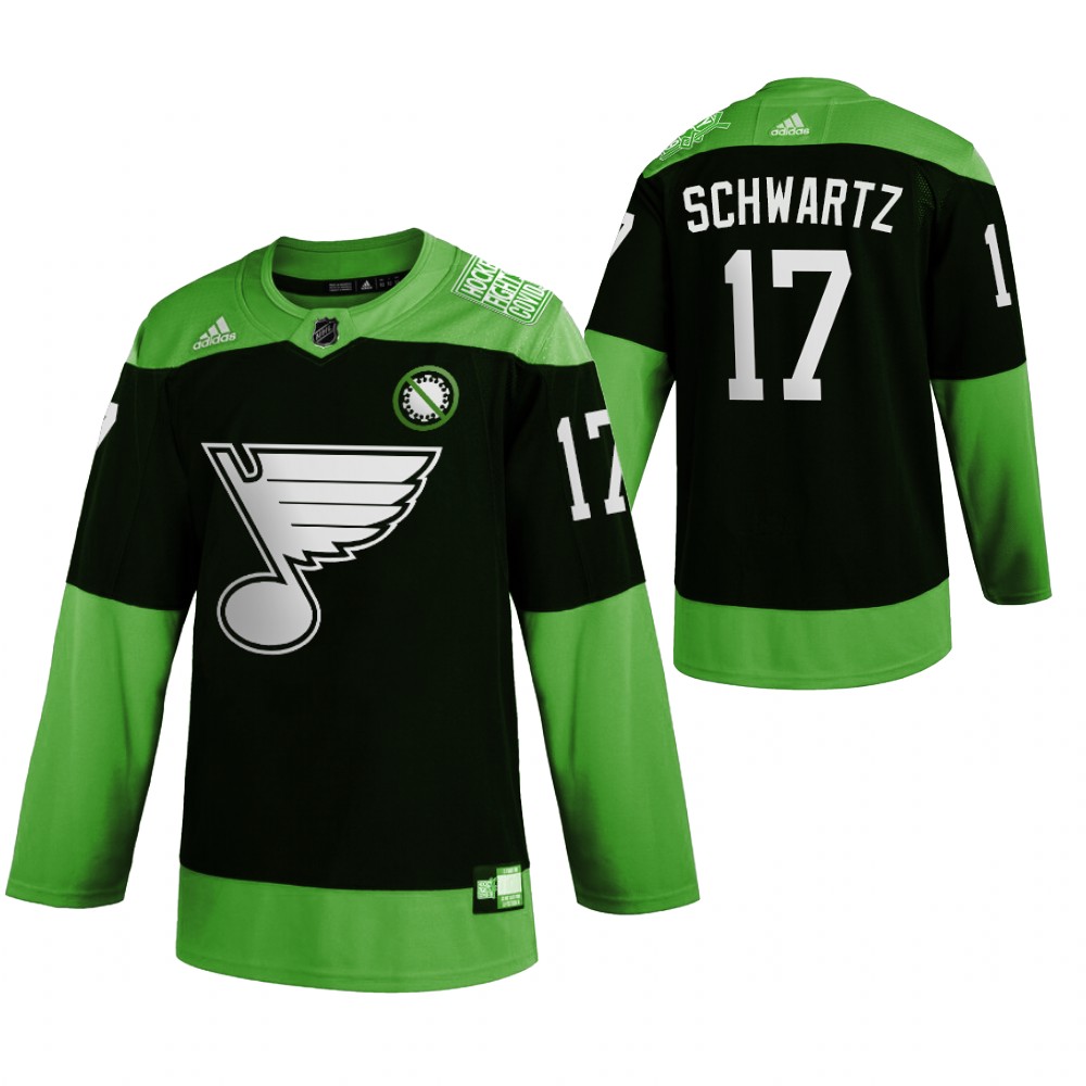 St. Louis Blues #17 Jaden Schwartz Men's Adidas Green Hockey Fight nCoV Limited NHL Jersey