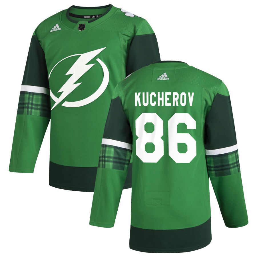 Tampa Bay Lightning #86 Nikita Kucherov Men's Adidas 2020 St. Patrick's Day Stitched NHL Jersey Green