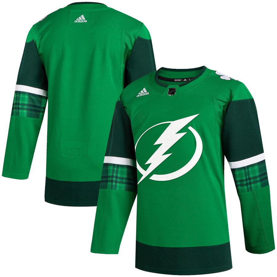 Tampa Bay Lightning Blank Men's Adidas 2020 St. Patrick's Day Stitched NHL Jersey Green