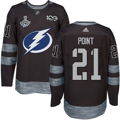Adidas Lightning #21 Brayden Point Black 1917-2017 100th Anniversary 2020 Stanley Cup Champions Stitched NHL Jersey