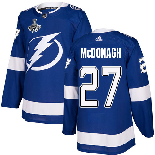 Adidas Lightning #27 Ryan McDonagh Blue Home Authentic 2020 Stanley Cup Champions Stitched NHL Jersey