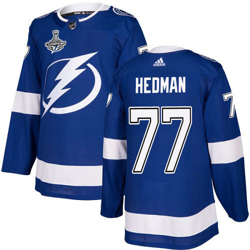 Adidas Lightning #77 Victor Hedman Blue Home Authentic 2020 Stanley Cup Final Stitched NHL Jersey