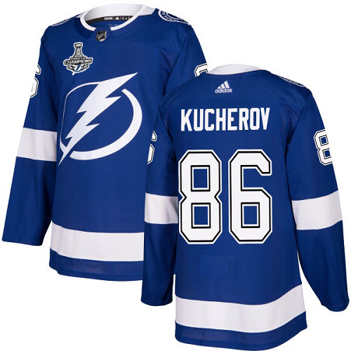 Adidas Lightning #86 Nikita Kucherov Blue Home Authentic 2020 Stanley Cup Champions Stitched NHL Jersey
