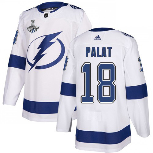 Adidas Lightning #18 Ondrej Palat White Road Authentic 2020 Stanley Cup Champions Stitched NHL Jersey