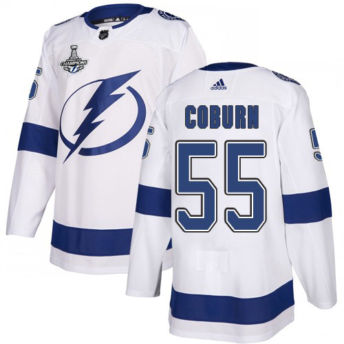 Adidas Lightning #55 Braydon Coburn White Road Authentic 2020 Stanley Cup Champions Stitched NHL Jersey