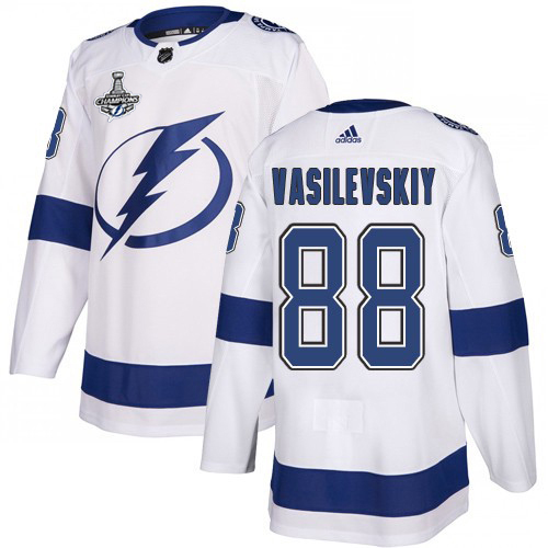 Adidas Lightning #88 Andrei Vasilevskiy White Road Authentic 2020 Stanley Cup Champions Stitched NHL Jersey