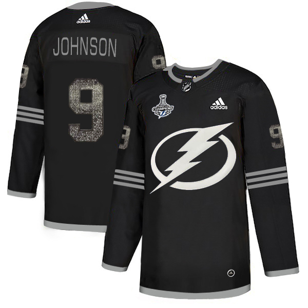 Adidas Lightning #9 Tyler Johnson Black Authentic Classic 2020 Stanley Cup Champions Stitched NHL Jersey