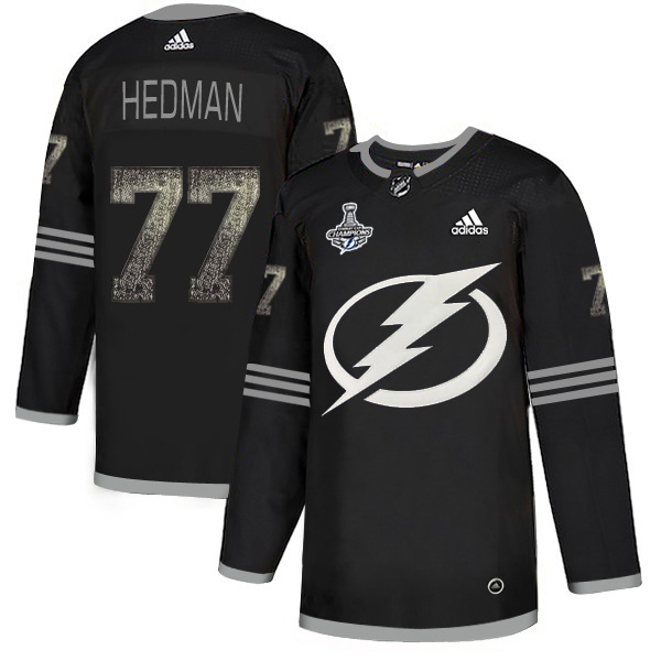 Adidas Lightning #77 Victor Hedman Black Authentic Classic 2020 Stanley Cup Champions Stitched NHL Jersey