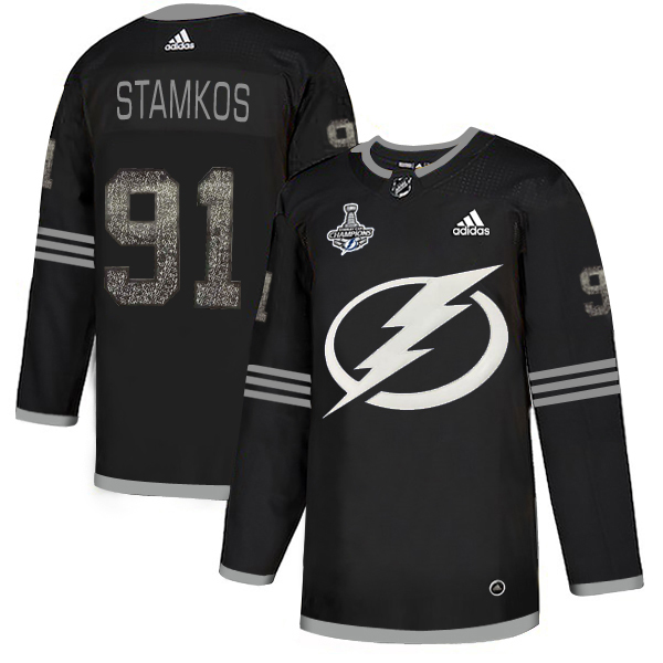 Adidas Lightning #91 Steven Stamkos Black Authentic Classic 2020 Stanley Cup Champions Stitched NHL Jersey