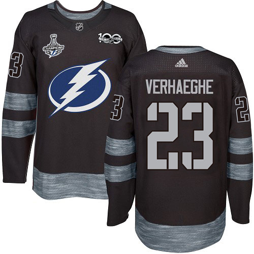Adidas Lightning #23 Carter Verhaeghe Black 1917-2017 100th Anniversary 2020 Stanley Cup Champions Stitched NHL Jersey