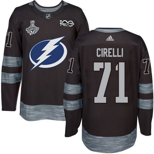 Adidas Lightning #71 Anthony Cirelli Black 1917-2017 100th Anniversary 2020 Stanley Cup Champions Stitched NHL Jersey