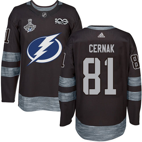 Adidas Lightning #81 Erik Cernak Black 1917-2017 100th Anniversary 2020 Stanley Cup Champions Stitched NHL Jersey
