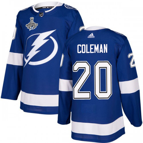 Adidas Lightning #20 Blake Coleman Blue Home Authentic 2020 Stanley Cup Champions Stitched NHL Jersey