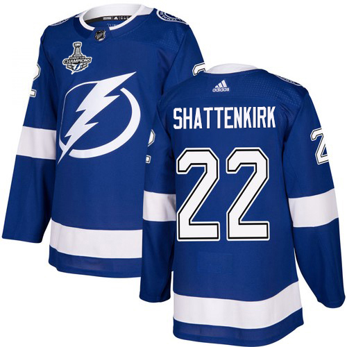 Adidas Lightning #22 Kevin Shattenkirk Blue Home Authentic 2020 Stanley Cup Champions Stitched NHL Jersey