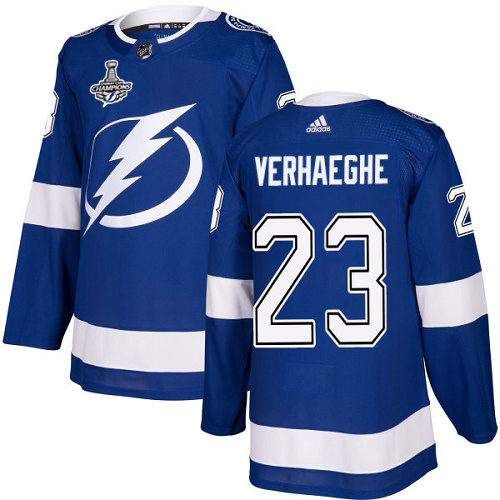 Adidas Lightning #23 Carter Verhaeghe Blue Home Authentic 2020 Stanley Cup Champions Stitched NHL Jersey