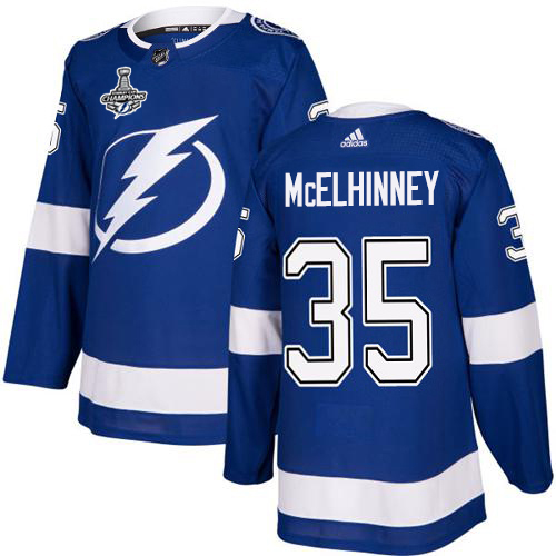 Adidas Lightning #35 Curtis McElhinney Blue Home Authentic 2020 Stanley Cup Champions Stitched NHL Jersey