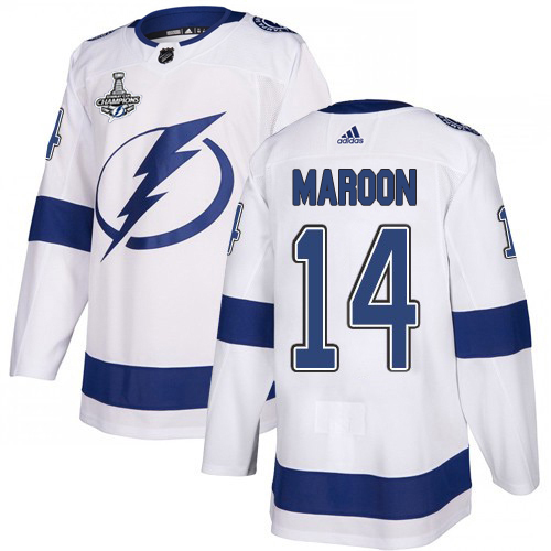 Adidas Lightning #14 Pat Maroon White Road Authentic 2020 Stanley Cup Champions Stitched NHL Jersey