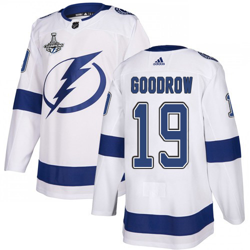 Adidas Lightning #19 Barclay Goodrow White Road Authentic 2020 Stanley Cup Champions Stitched NHL Jersey