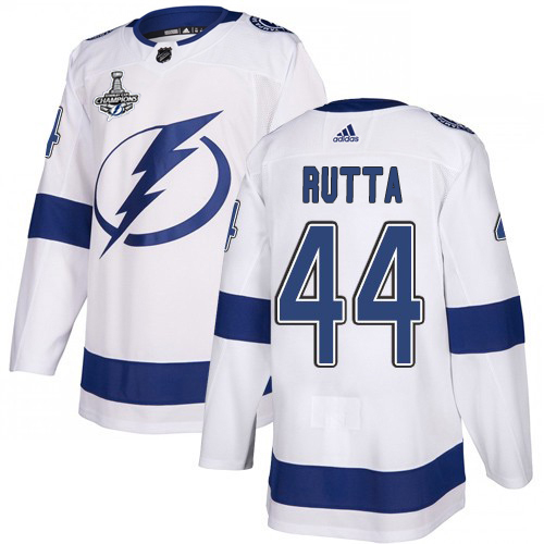 Adidas Lightning #44 Jan Rutta White Road Authentic 2020 Stanley Cup Champions Stitched NHL Jersey