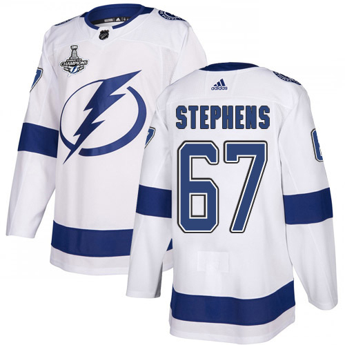 Adidas Lightning #67 Mitchell Stephens White Road Authentic 2020 Stanley Cup Champions Stitched NHL Jersey