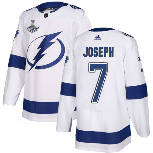 Adidas Lightning #7 Mathieu Joseph White Road Authentic 2020 Stanley Cup Champions Stitched NHL Jersey