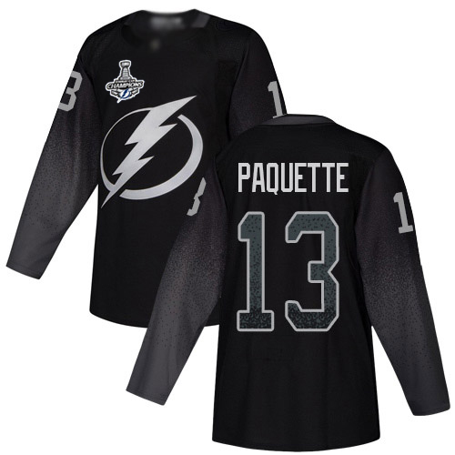 Adidas Lightning #13 Cedric Paquette Black Alternate Authentic 2020 Stanley Cup Champions Stitched NHL Jersey